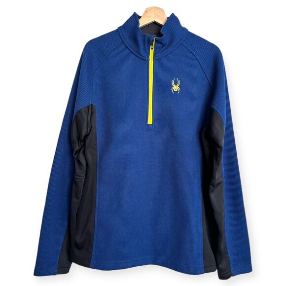 Spyder Electric Blue Outbound Half Half Zip Fleece Lined Pullover Men's Size L - Picture 1 of 13